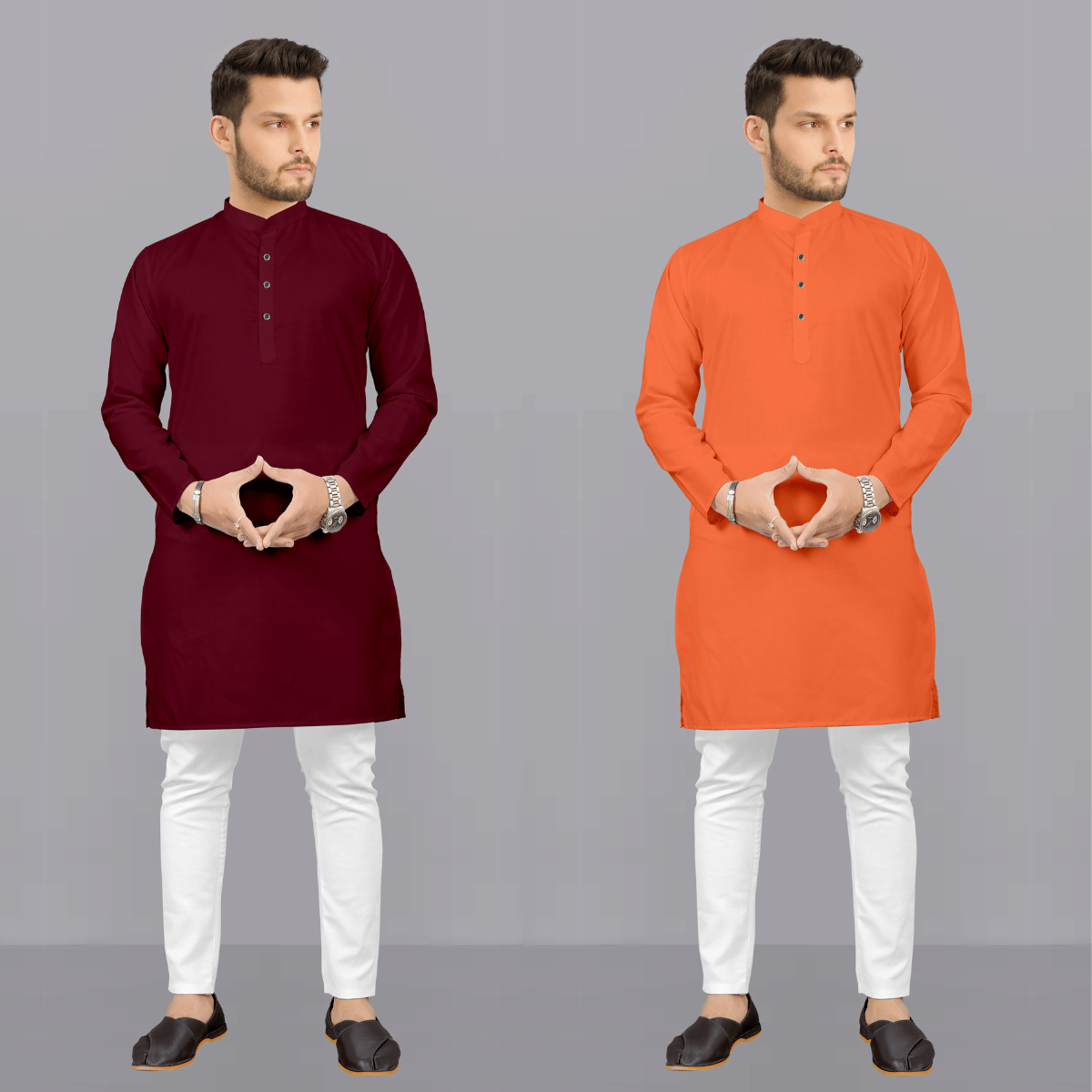 Fashionfricks Multi Cotton Blend Regular Fit Men's Kurta Pyjama Set ( Pack of 2 ) Fashionfricks Multi Cotton Blend Regular Fit Men's Kurta Pyjama Set ( Pack of 2 )