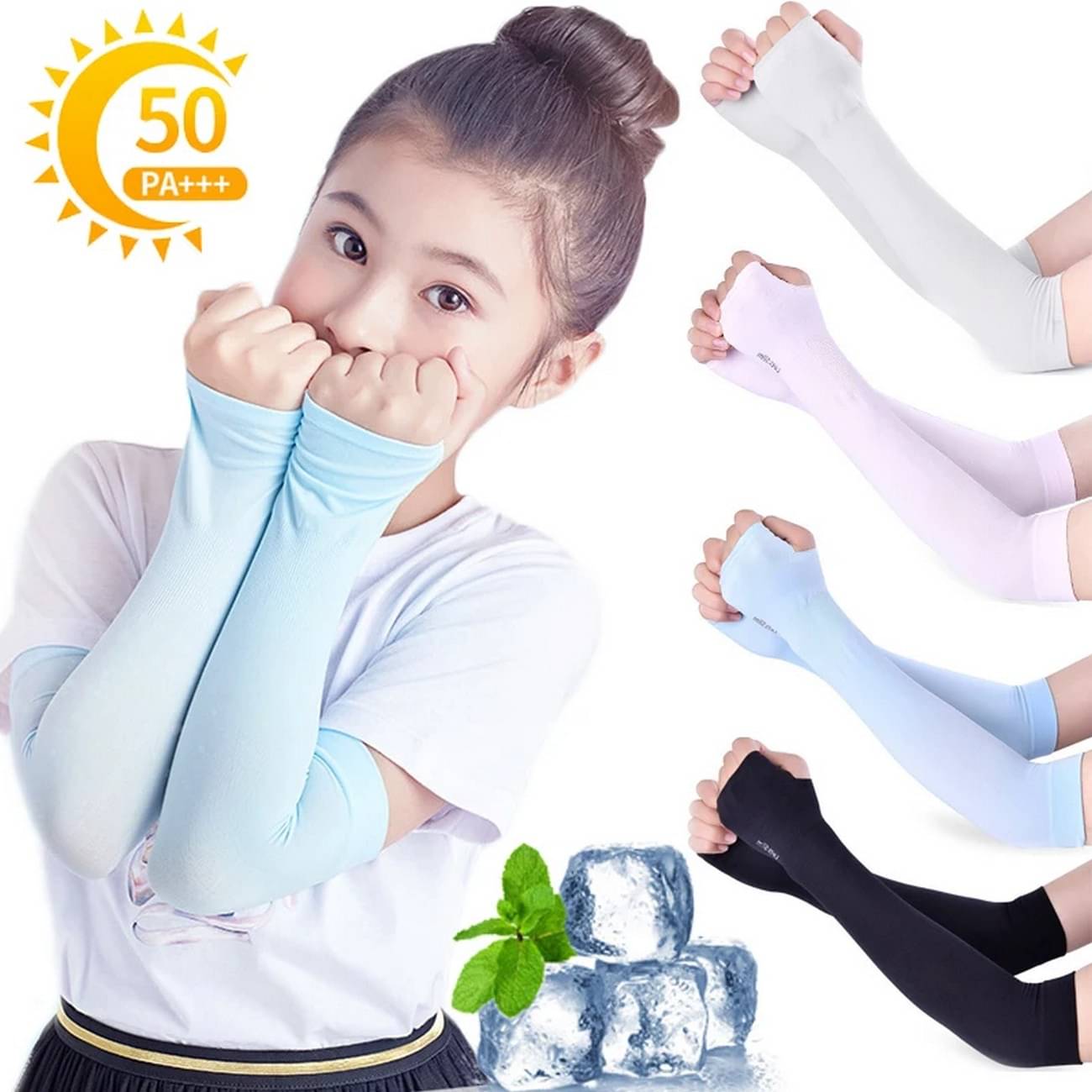     			INFISPACE Girl's Arm Sleeves Pure Cotton Solid Kids's Protection from Sun & Dust| 12 to 15 Years Random Colors (Pack Of-3)