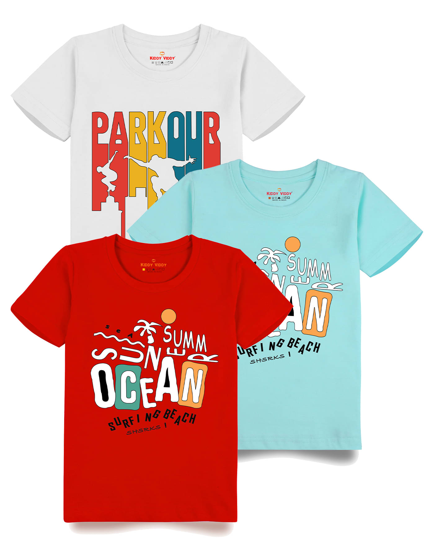    			KIDDY VIDDY Pack of 1 Boys Cotton T-Shirt ( Aqua )