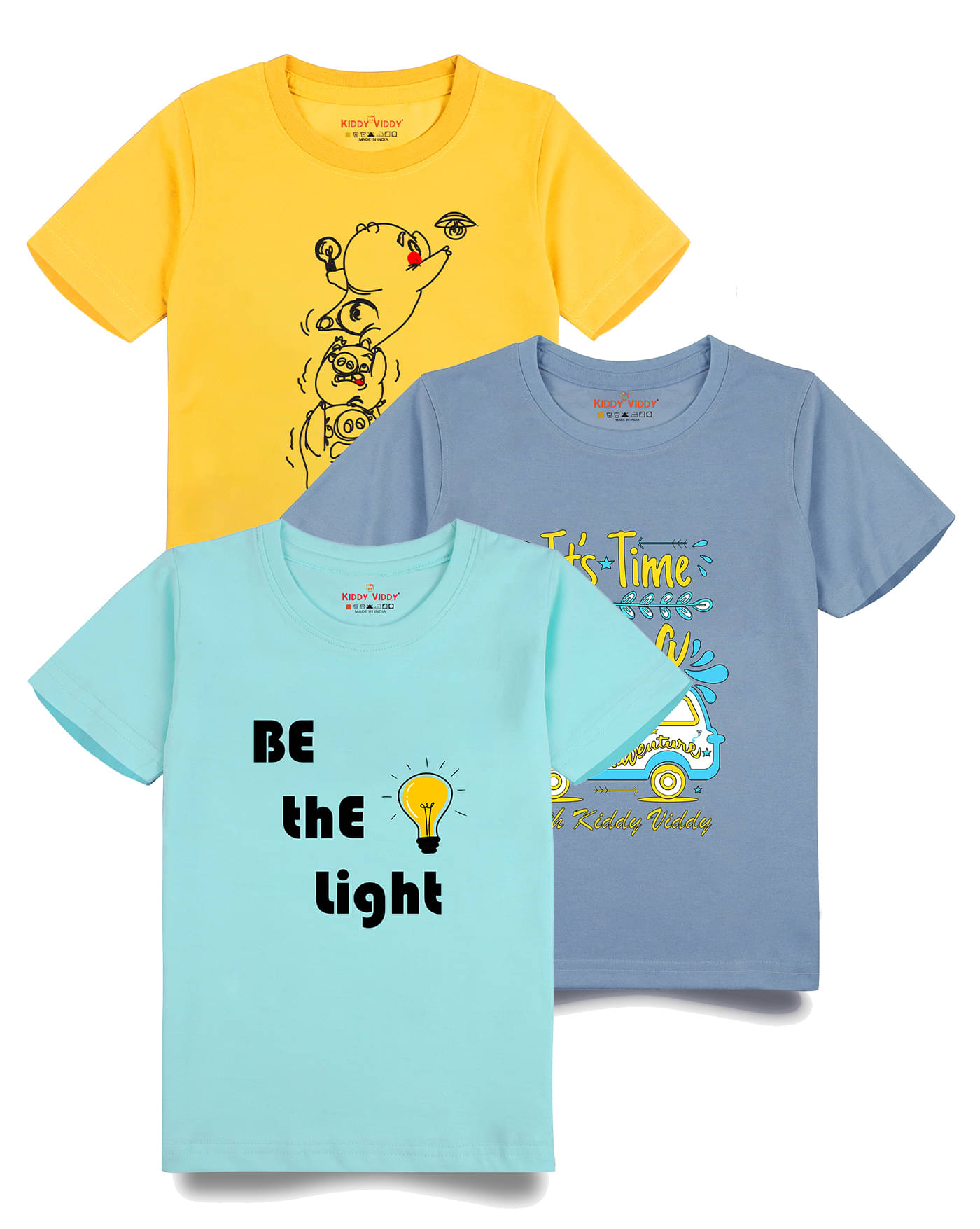     			KIDDY VIDDY Pack of 1 Boys Cotton T-Shirt ( Aqua )