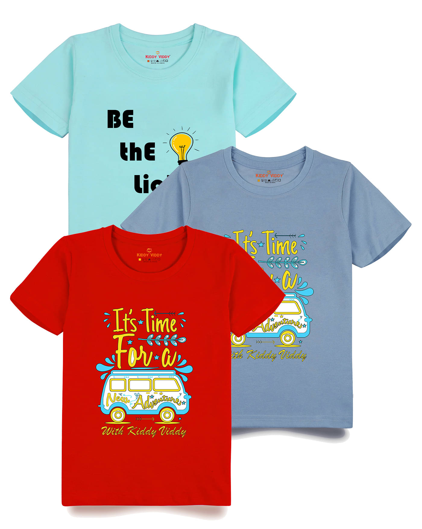     			KIDDY VIDDY Pack of 1 Boys Cotton T-Shirt ( Aqua )