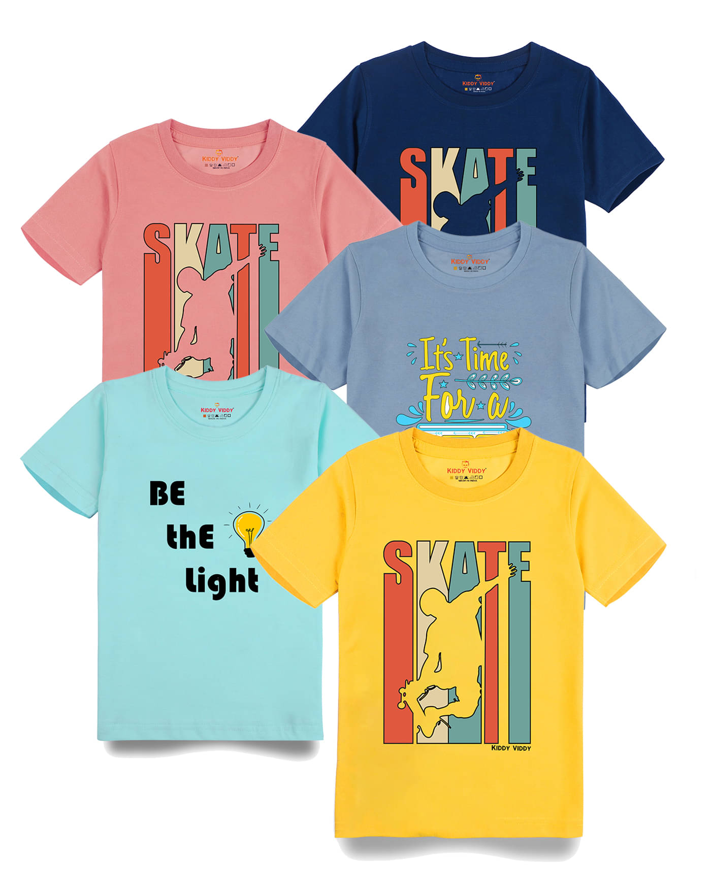     			KIDDY VIDDY Pack of 1 Boys Cotton T-Shirt ( Aqua )