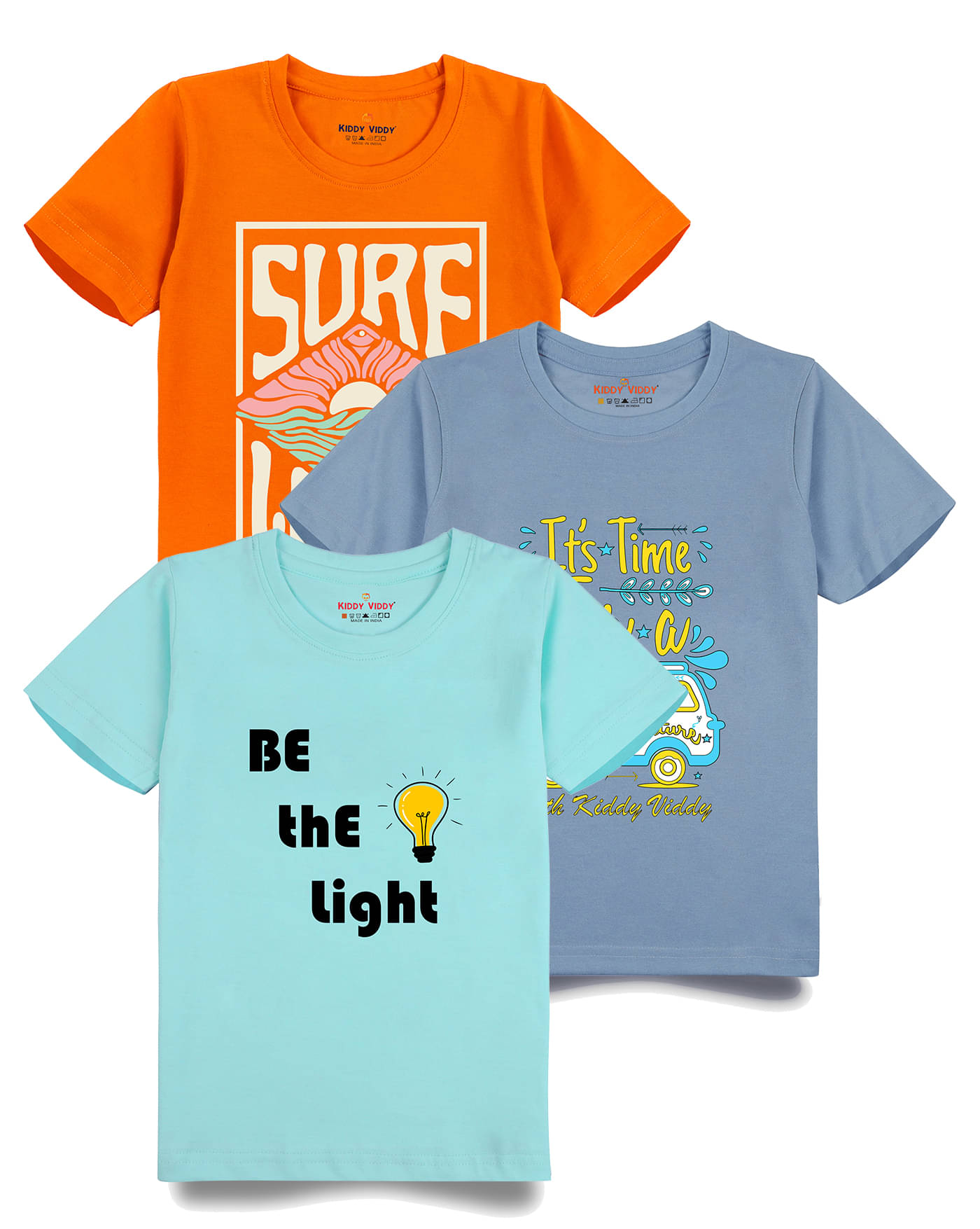     			KIDDY VIDDY Pack of 1 Boys Cotton T-Shirt ( Aqua )