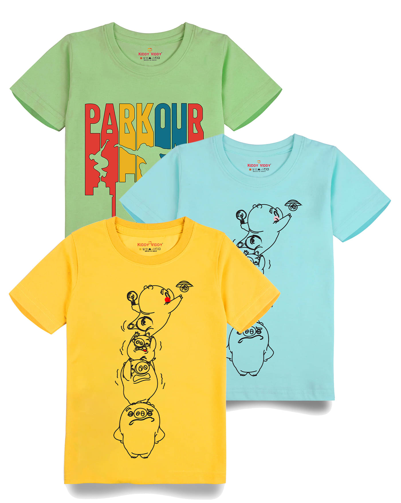     			KIDDY VIDDY Pack of 1 Boys Cotton T-Shirt ( Aqua )