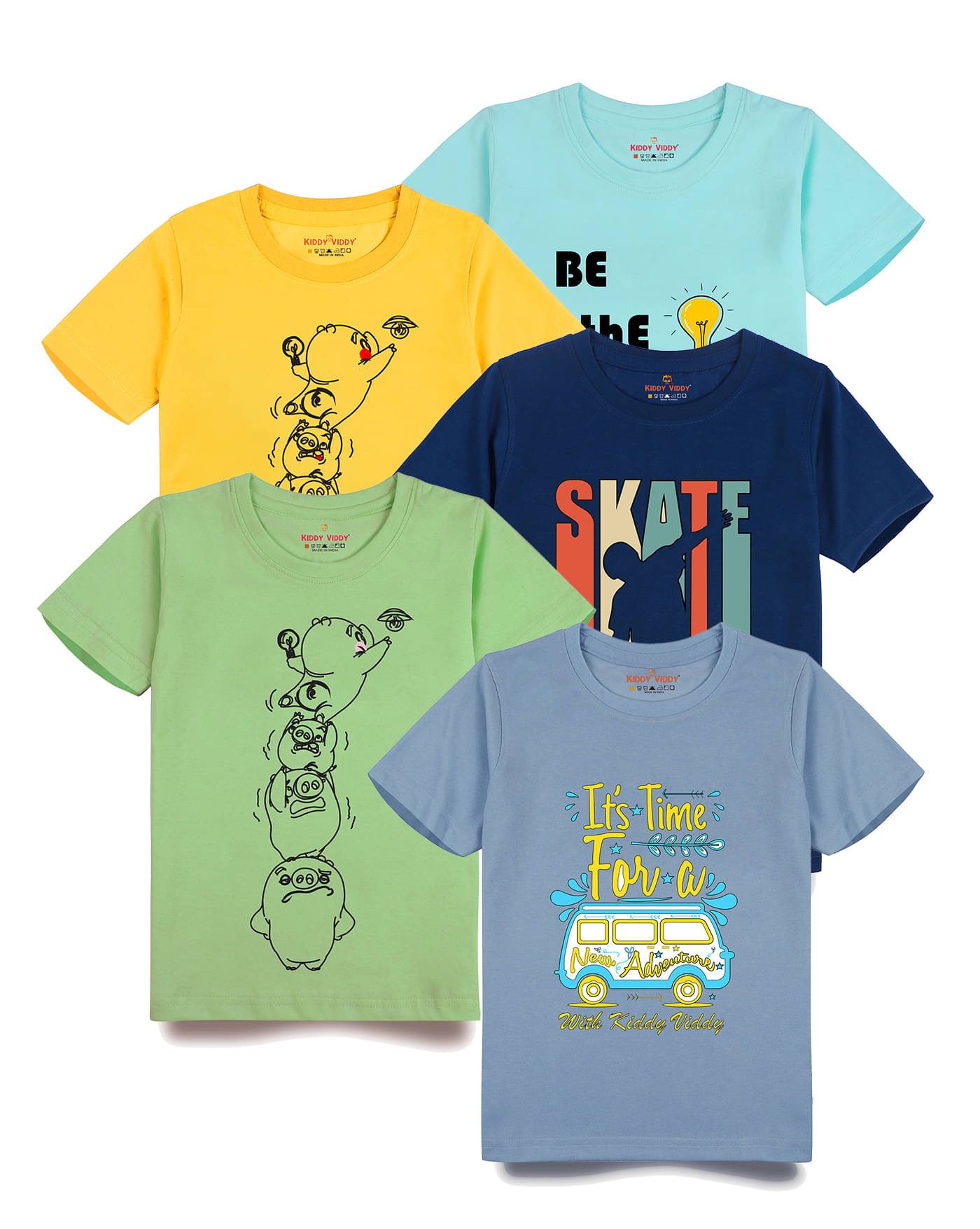     			KIDDY VIDDY Pack of 1 Boys Cotton T-Shirt ( Aqua )