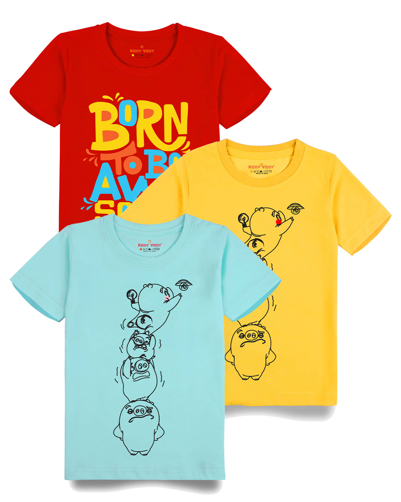     			KIDDY VIDDY Pack of 1 Boys Cotton T-Shirt ( Aqua )