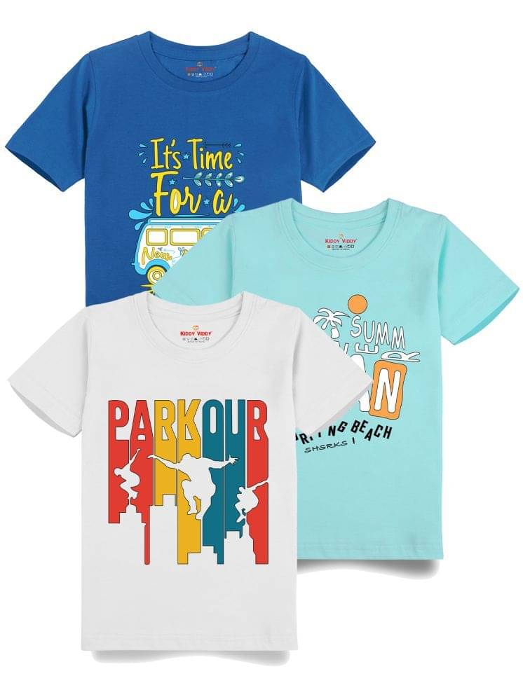     			KIDDY VIDDY Pack of 1 Boys Cotton T-Shirt ( Aqua )