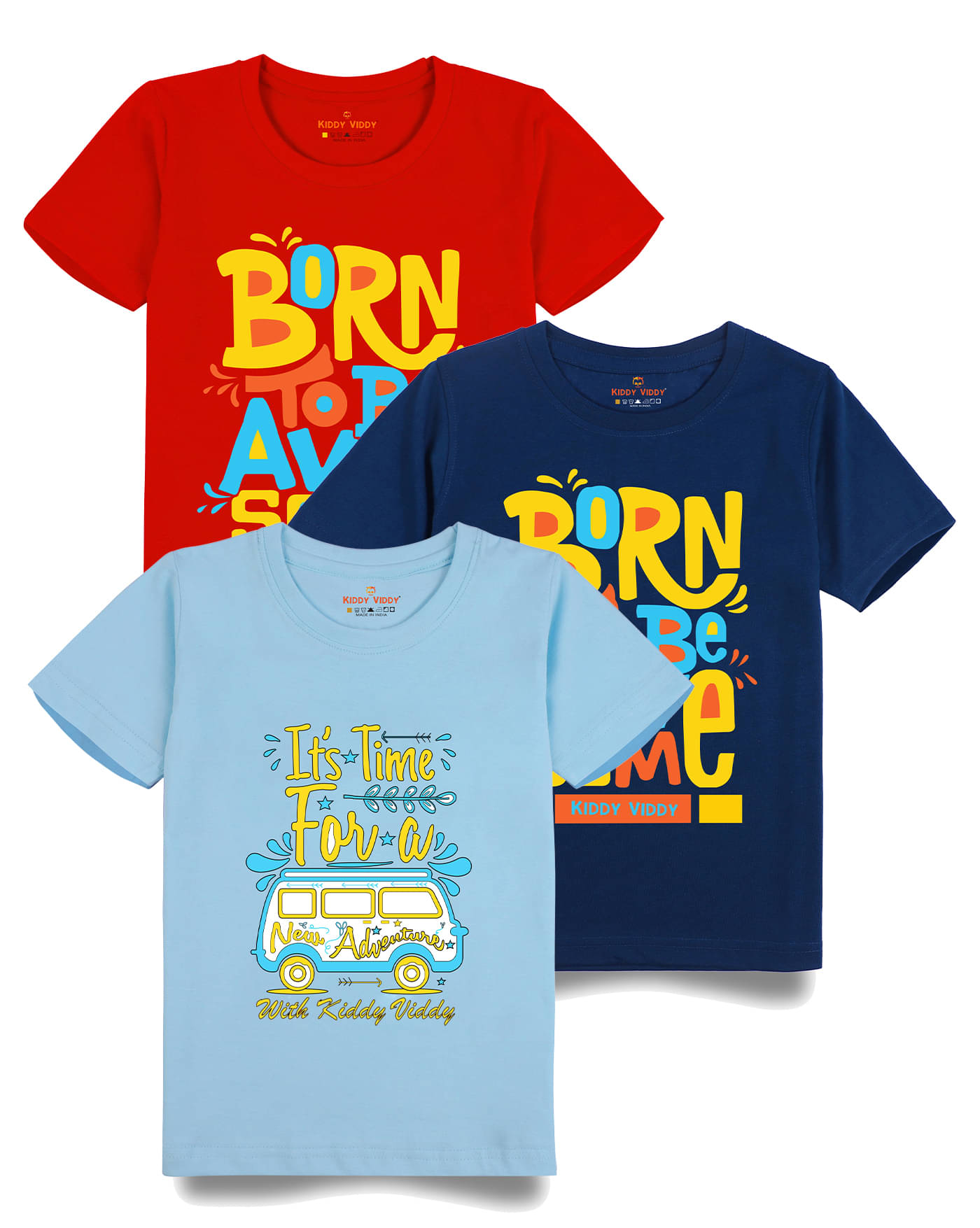     			KIDDY VIDDY Pack of 1 Boys Cotton T-Shirt ( Blue )