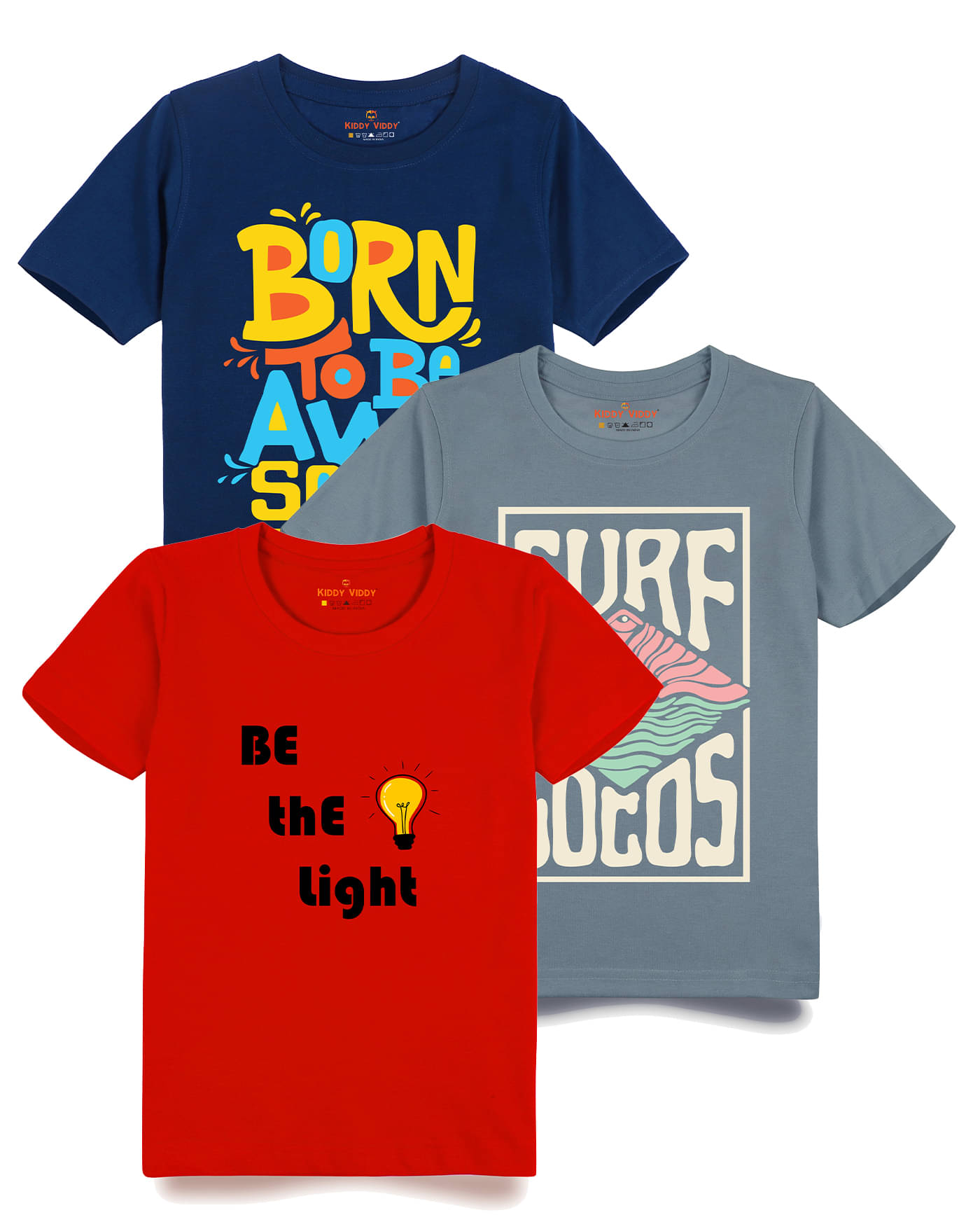     			KIDDY VIDDY Pack of 5 Boys Cotton T-Shirt ( Gray )