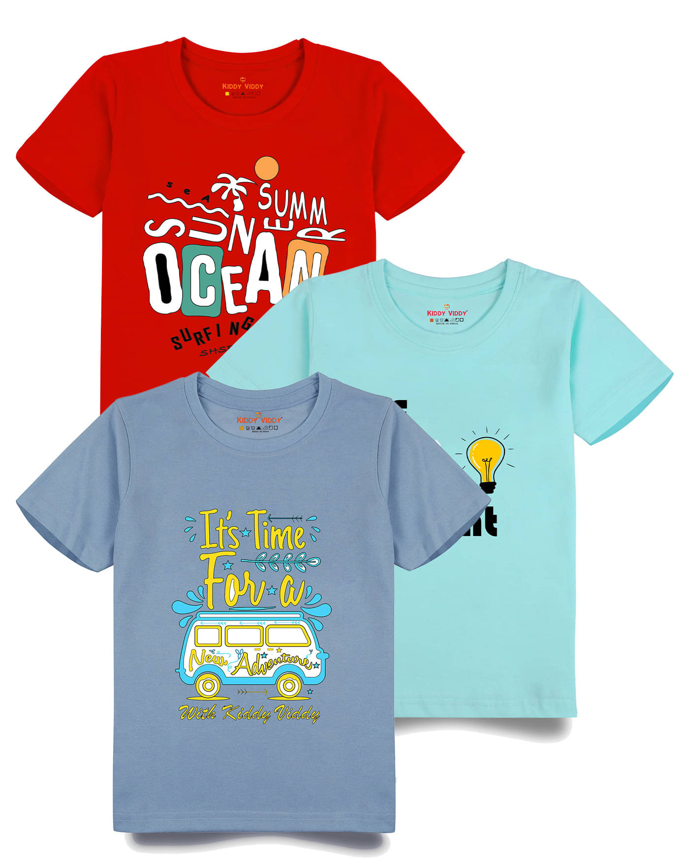     			KIDDY VIDDY Pack of 1 Boys Cotton T-Shirt ( Gray )