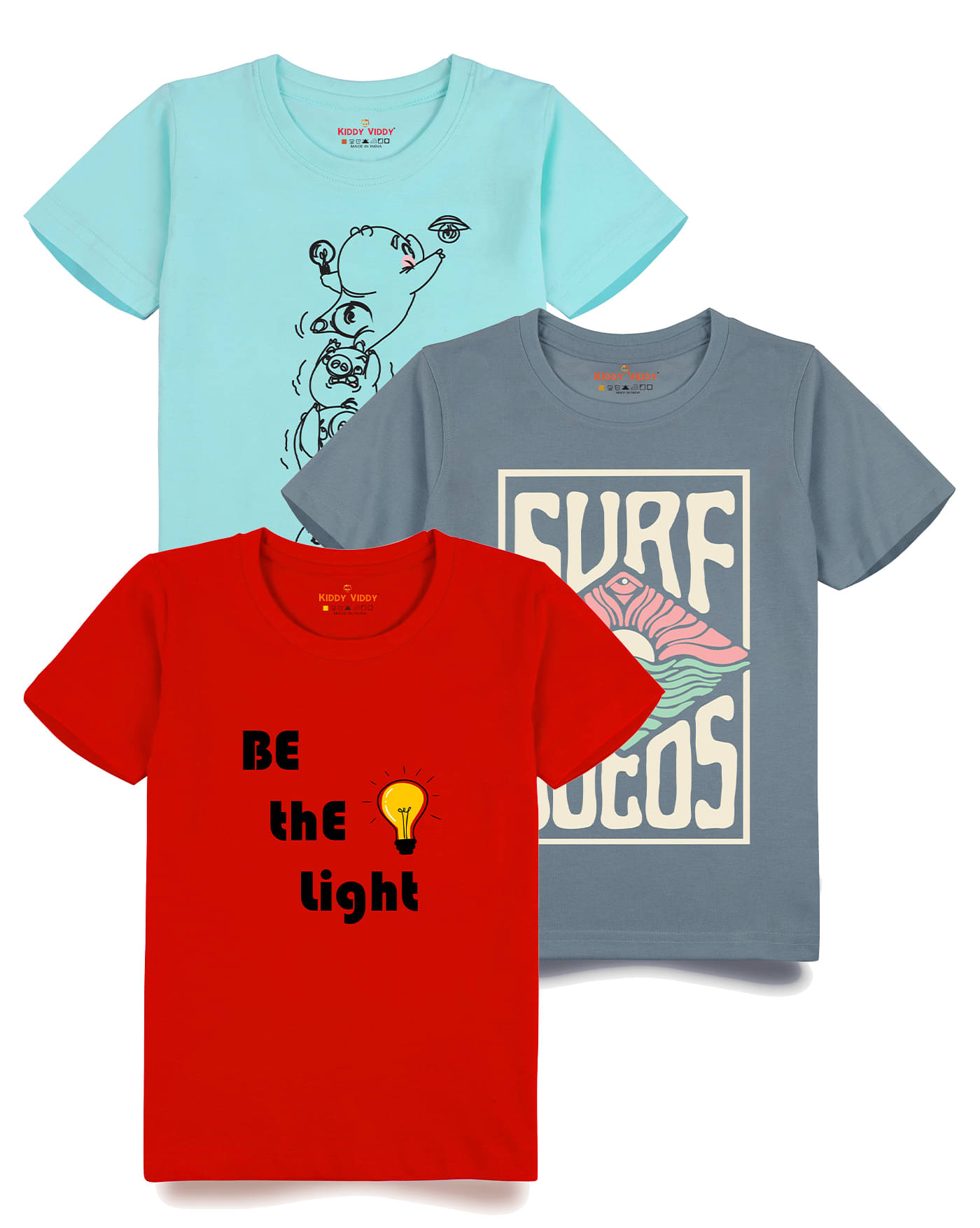     			KIDDY VIDDY Pack of 1 Boys Cotton T-Shirt ( Gray )