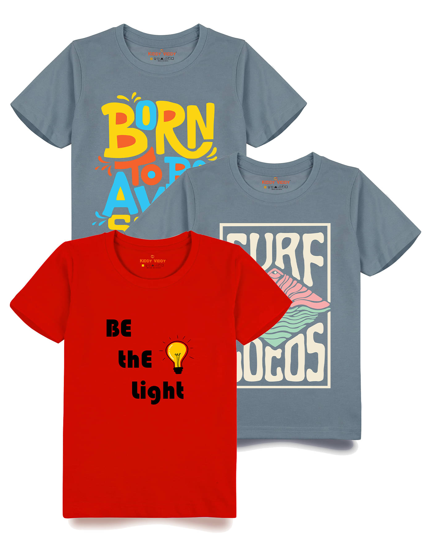     			KIDDY VIDDY Pack of 1 Boys Cotton T-Shirt ( Gray )