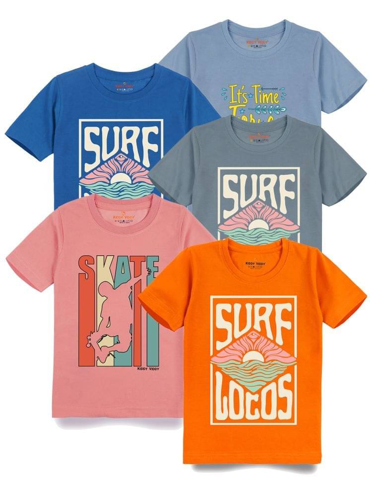     			KIDDY VIDDY Pack of 5 Boys Cotton T-Shirt ( Gray )