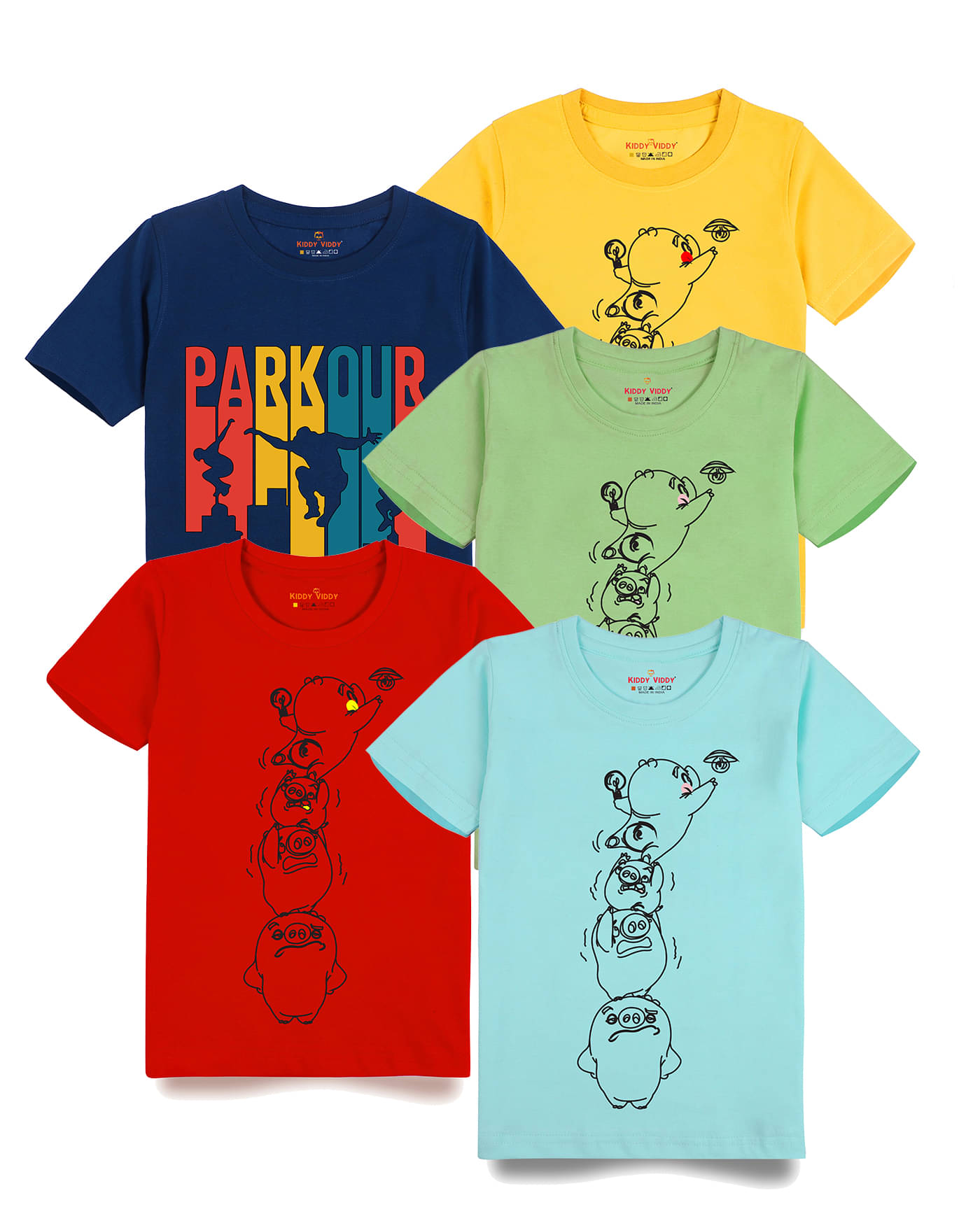     			KIDDY VIDDY Pack of 1 Boys Cotton T-Shirt ( Neon Green )