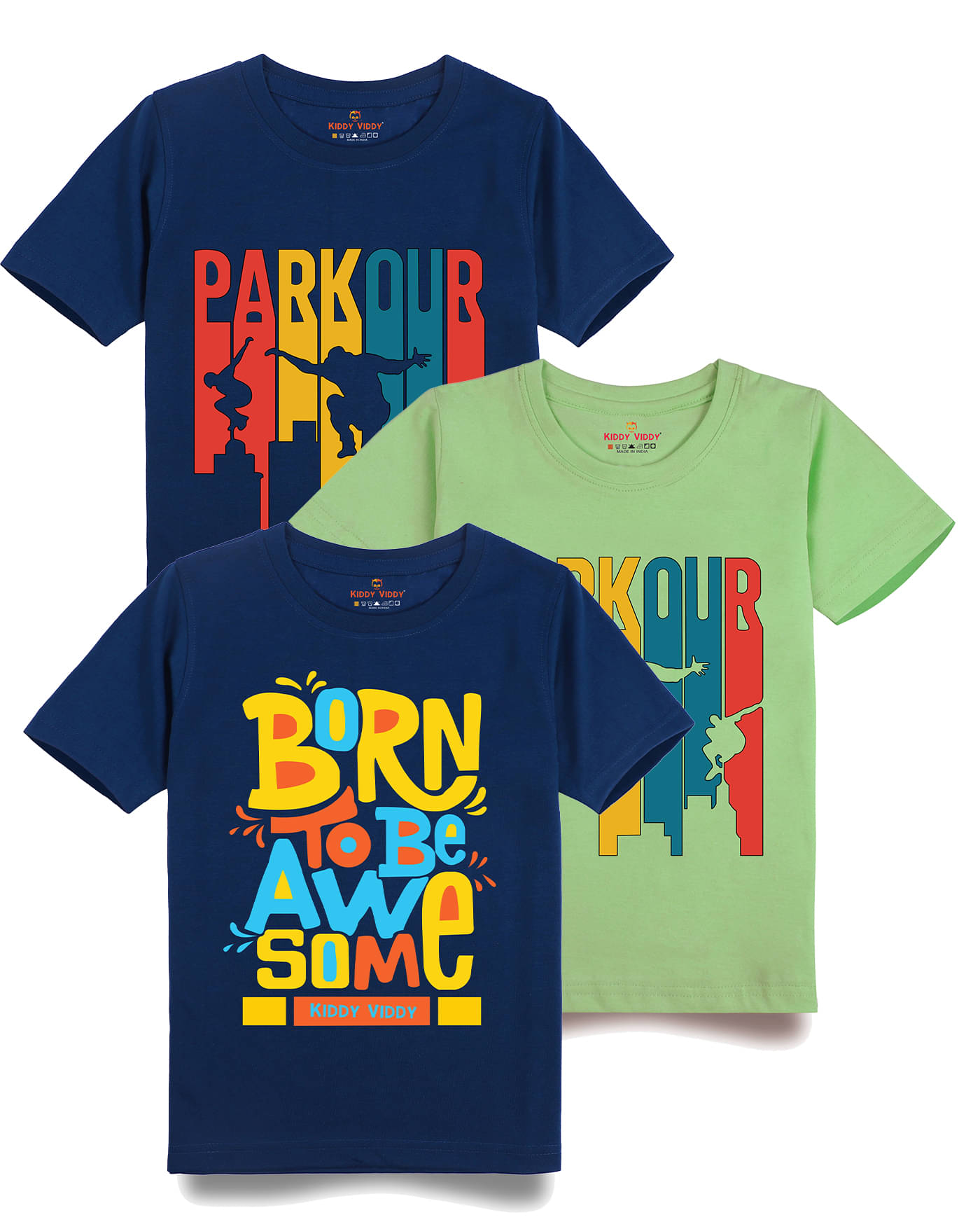     			KIDDY VIDDY Pack of 1 Boys Cotton Polo T-Shirt ( Neon Green )