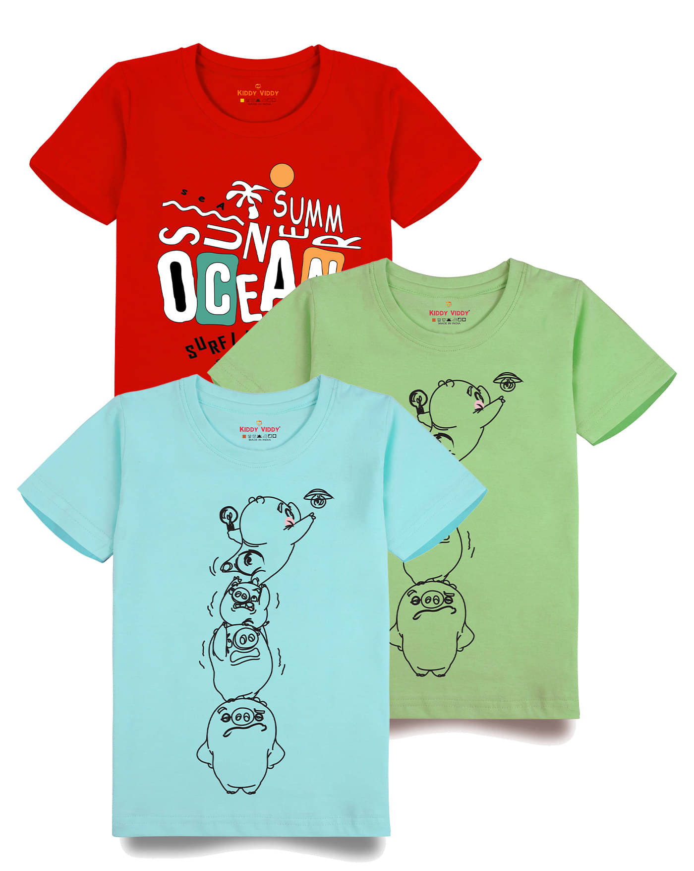    			KIDDY VIDDY Pack of 1 Boys Cotton T-Shirt ( Neon Green )