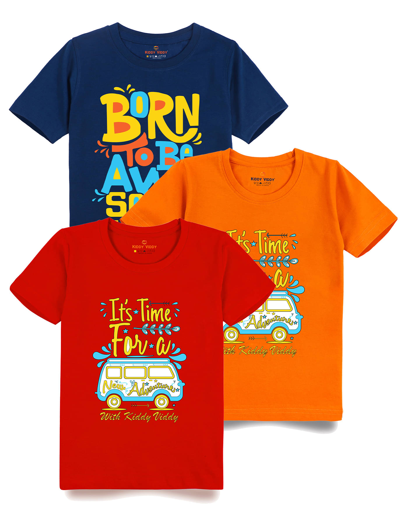     			KIDDY VIDDY Pack of 2 Boys Cotton Polo T-Shirt ( Orange )