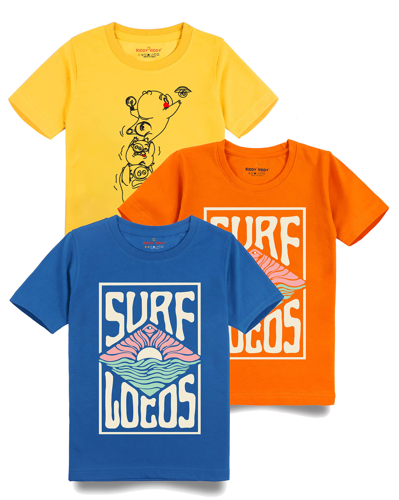     			KIDDY VIDDY Pack of 1 Boys Cotton T-Shirt ( Orange )