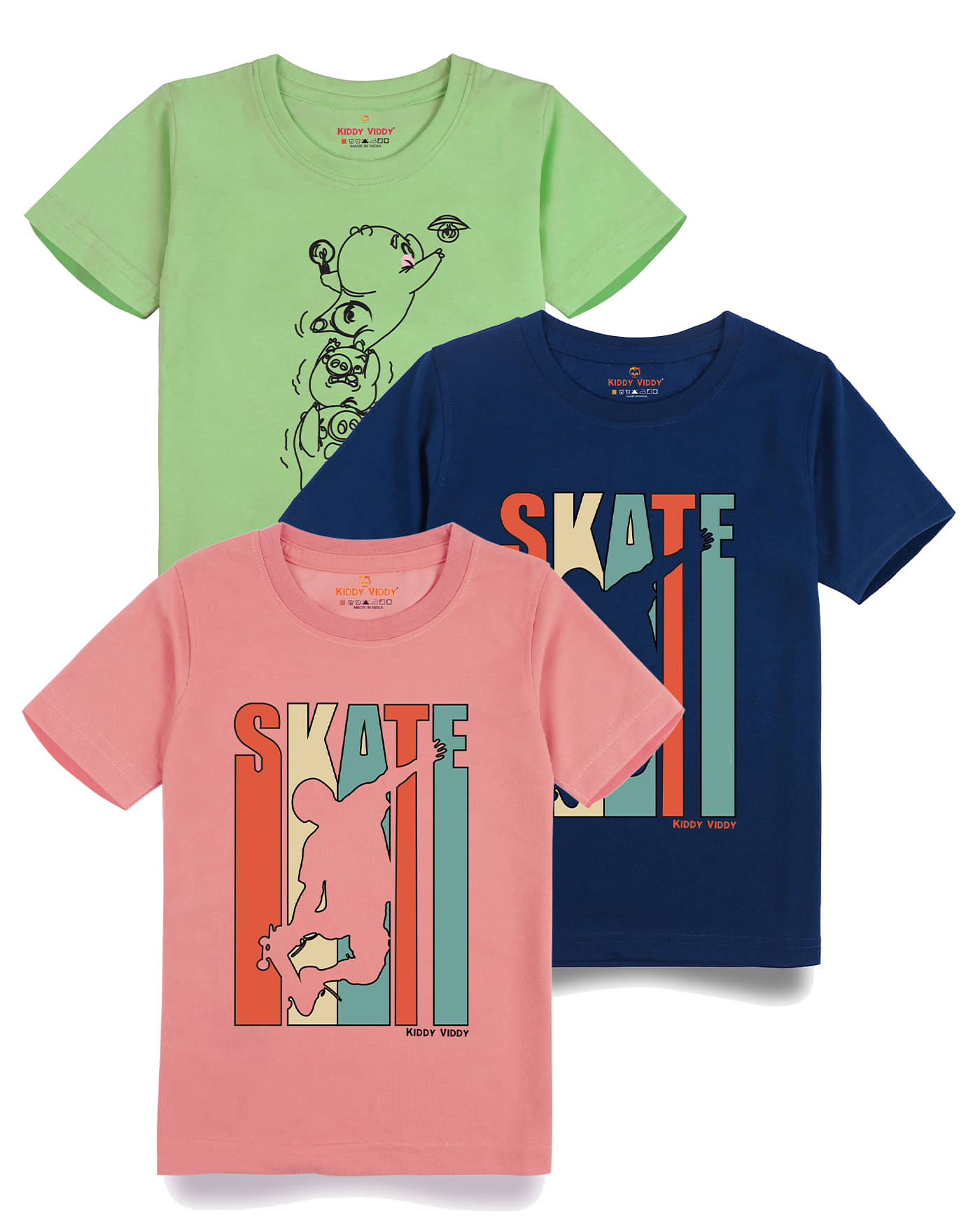     			KIDDY VIDDY Pack of 1 Boys Cotton T-Shirt ( Peach )