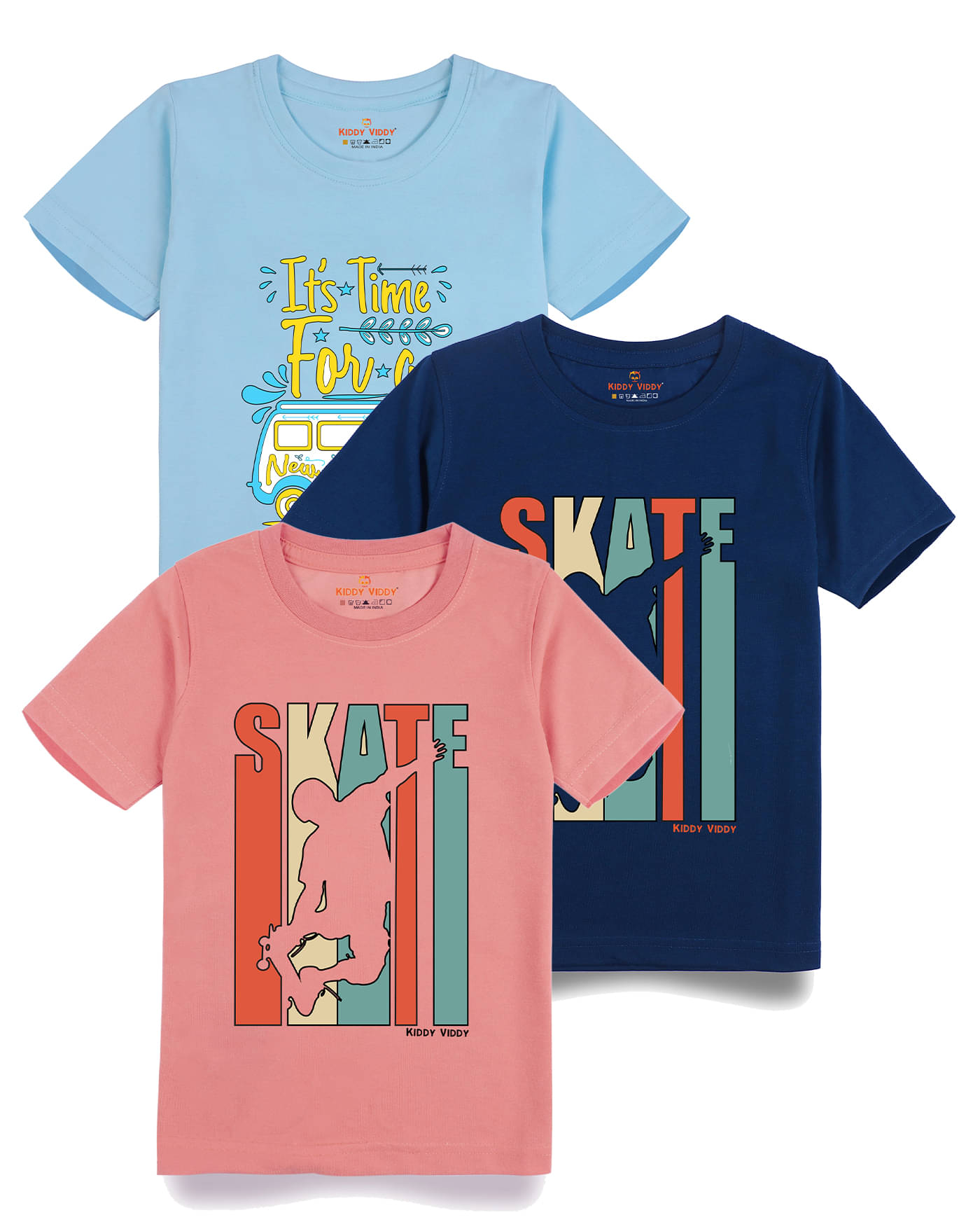     			KIDDY VIDDY Pack of 1 Boys Cotton T-Shirt ( Peach )