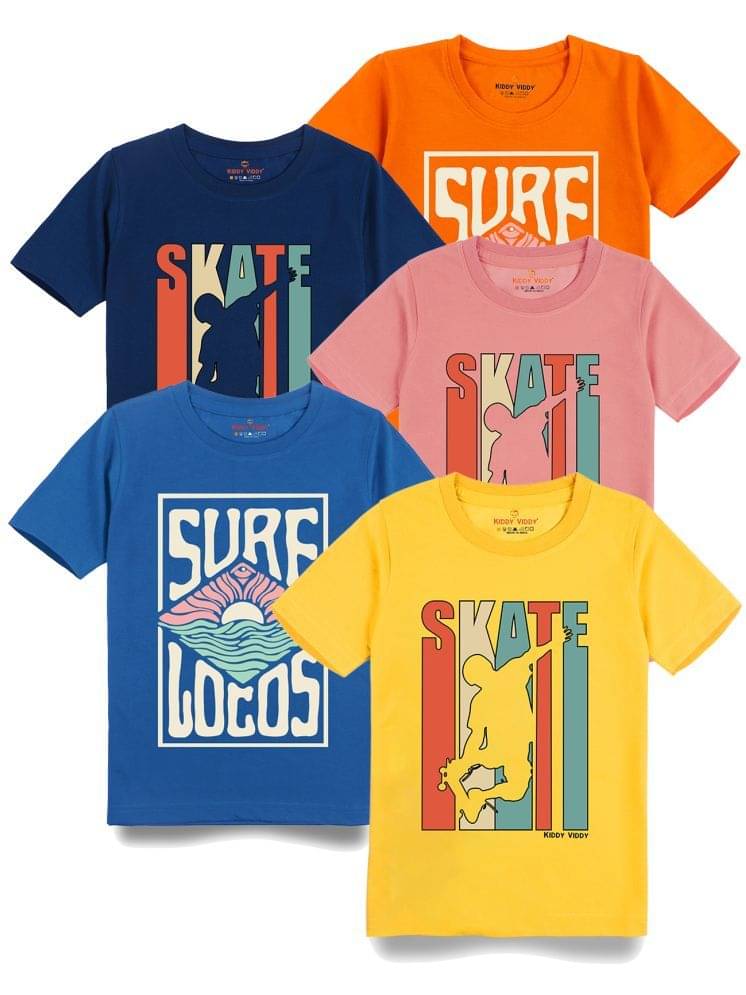     			KIDDY VIDDY Pack of 3 Boys Cotton T-Shirt ( Peach )