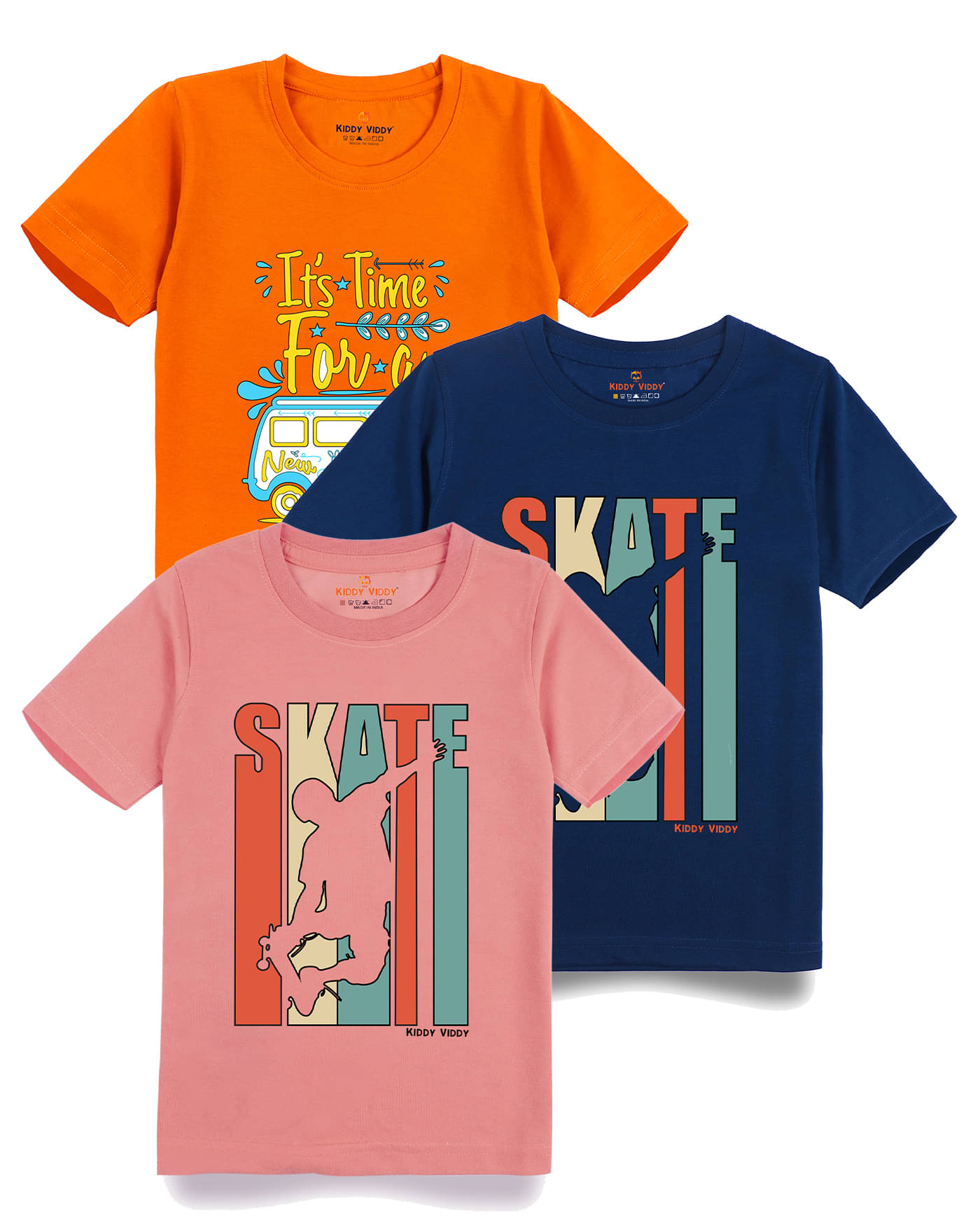     			KIDDY VIDDY Pack of 1 Boys Cotton T-Shirt ( Peach )