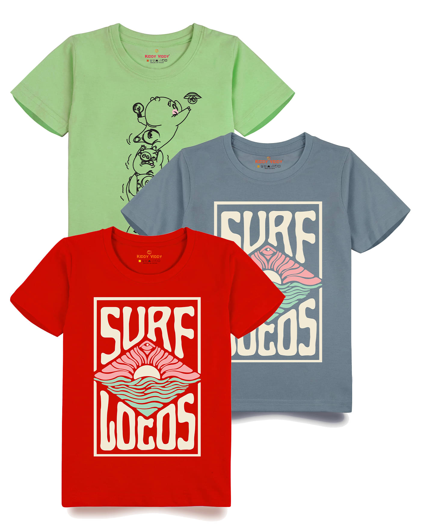     			KIDDY VIDDY Pack of 5 Boys Cotton T-Shirt ( Red )