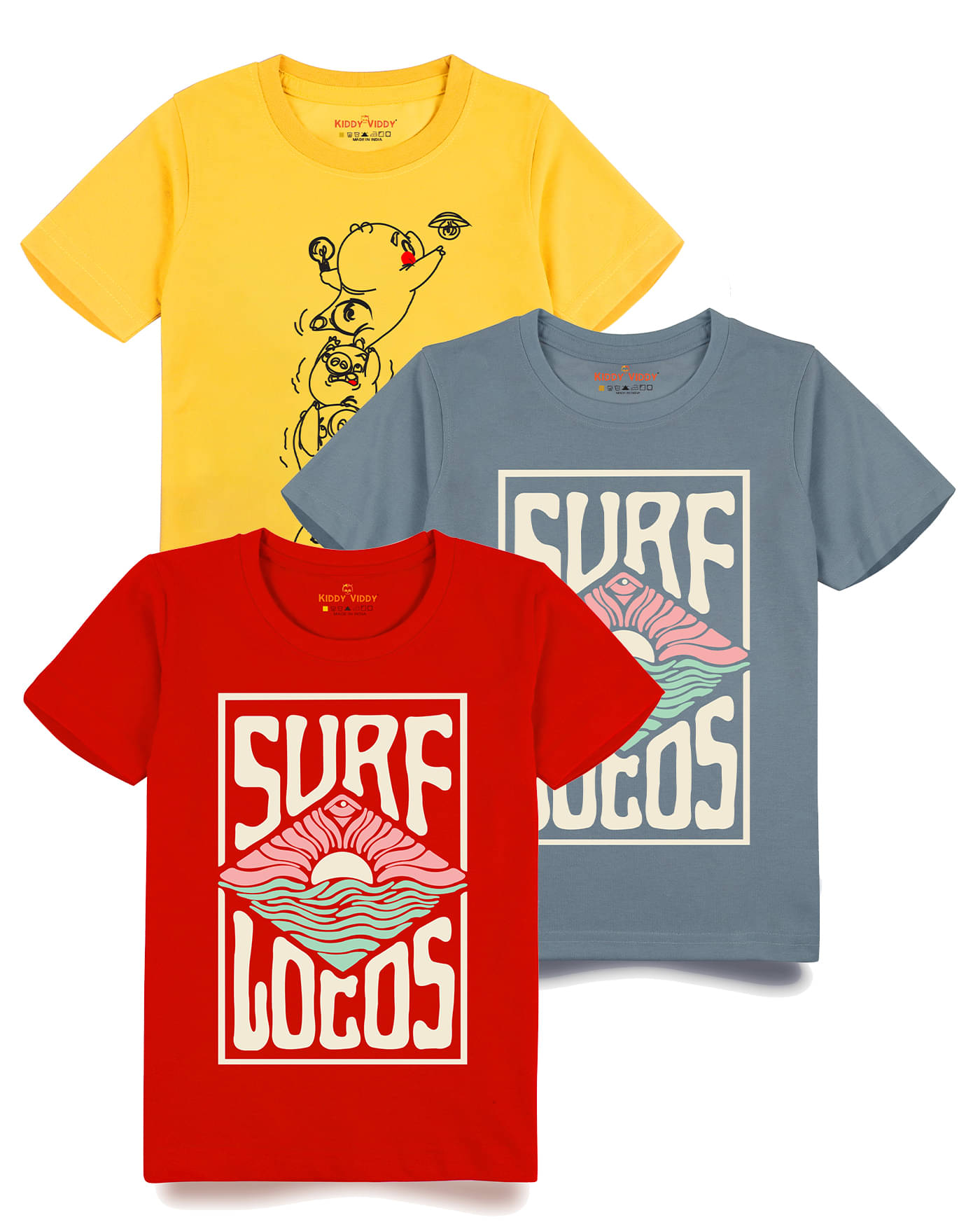     			KIDDY VIDDY Pack of 2 Boys Cotton T-Shirt ( Red )