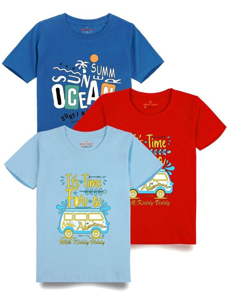     			KIDDY VIDDY Pack of 3 Boys Cotton T-Shirt ( Red )