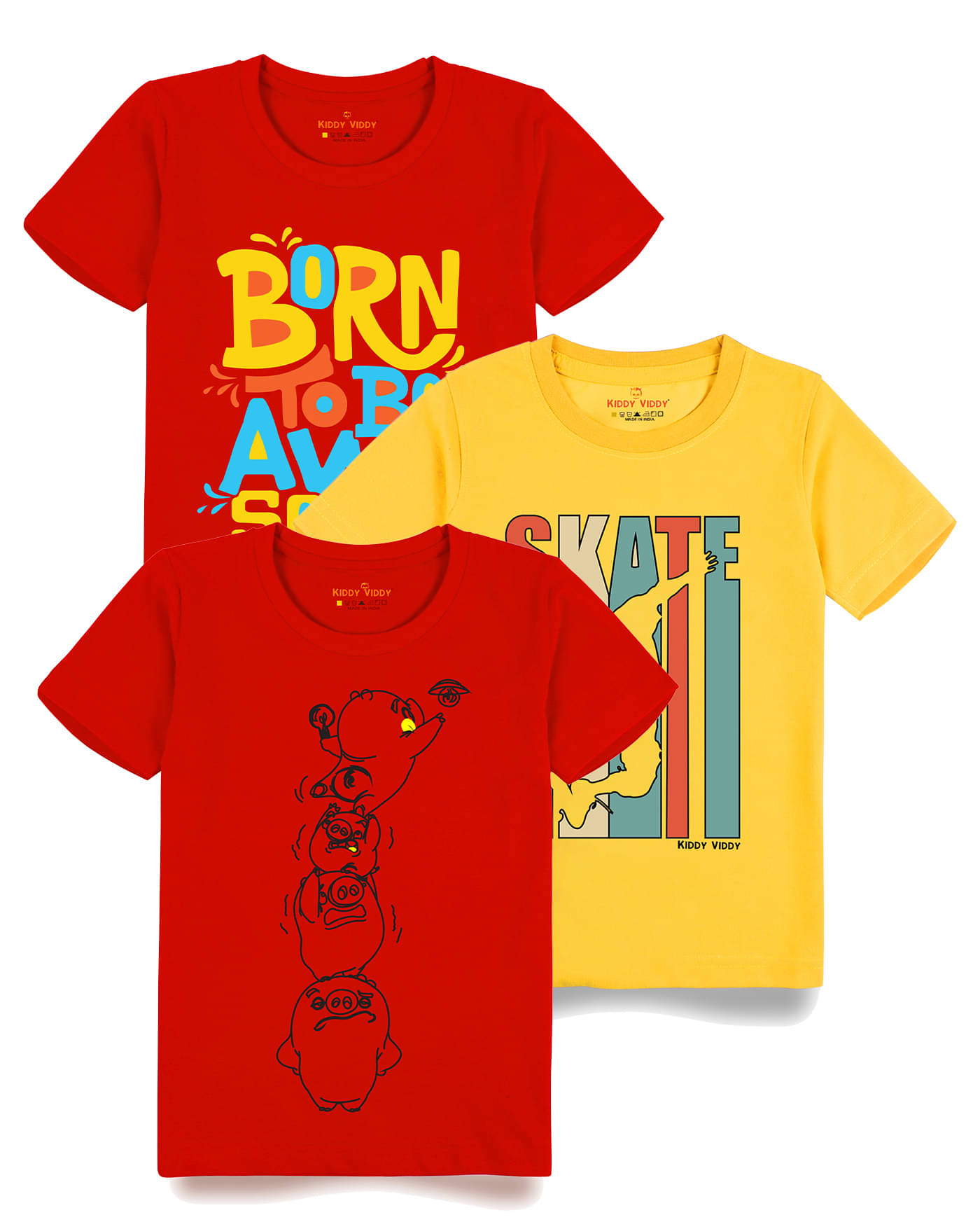     			KIDDY VIDDY Pack of 2 Boys Cotton T-Shirt ( Red )