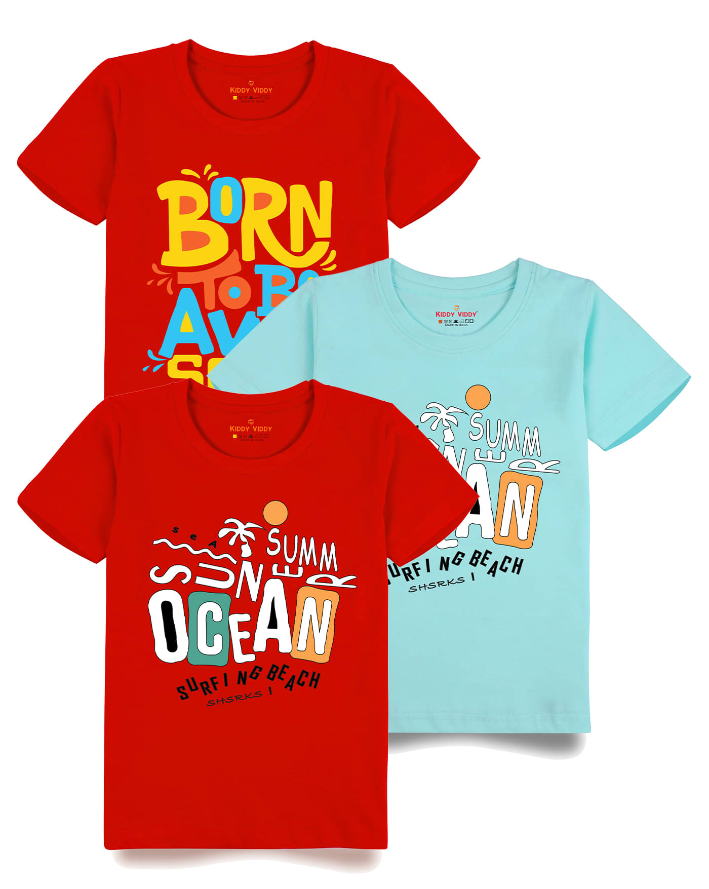     			KIDDY VIDDY Pack of 5 Boys Cotton T-Shirt ( Red )