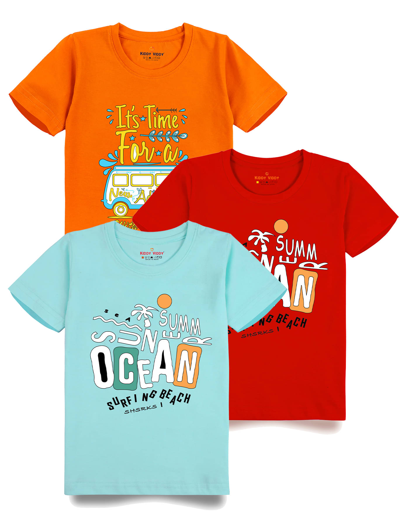     			KIDDY VIDDY Pack of 3 Boys Cotton Polo T-Shirt ( Red )