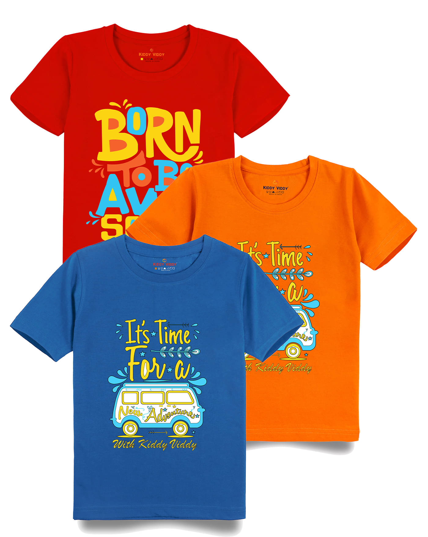     			KIDDY VIDDY Pack of 3 Boys Cotton T-Shirt ( Teal )
