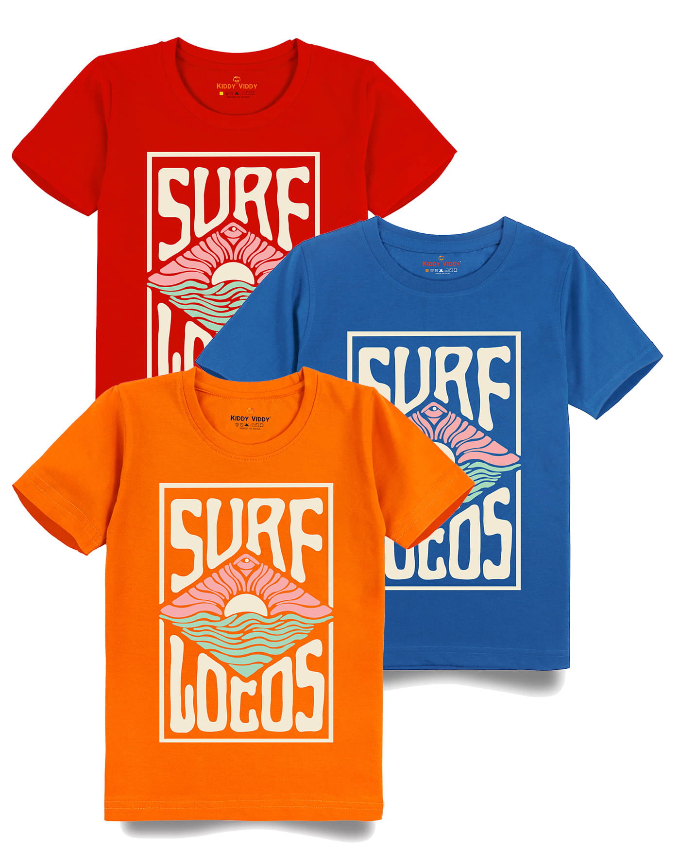     			KIDDY VIDDY Pack of 3 Boys Cotton T-Shirt ( Teal )