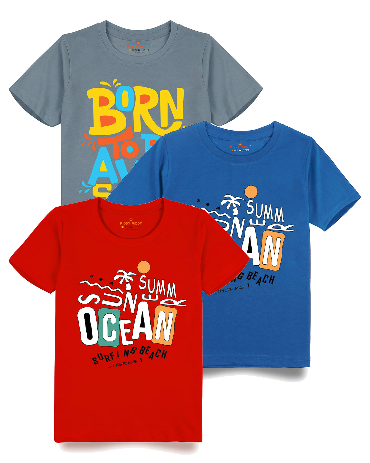     			KIDDY VIDDY Pack of 5 Boys Cotton T-Shirt ( Teal )