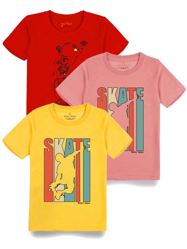     			KIDDY VIDDY Pack of 1 Boys Cotton T-Shirt ( Yellow )
