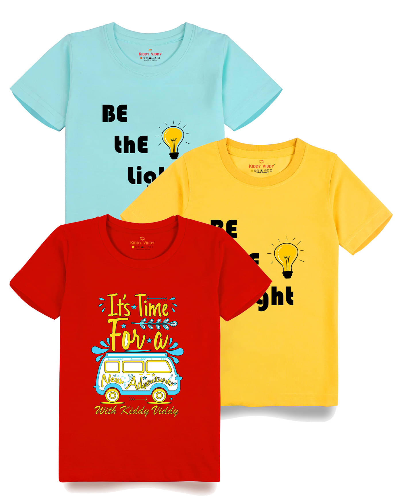     			KIDDY VIDDY Pack of 3 Boys Cotton T-Shirt ( Yellow )