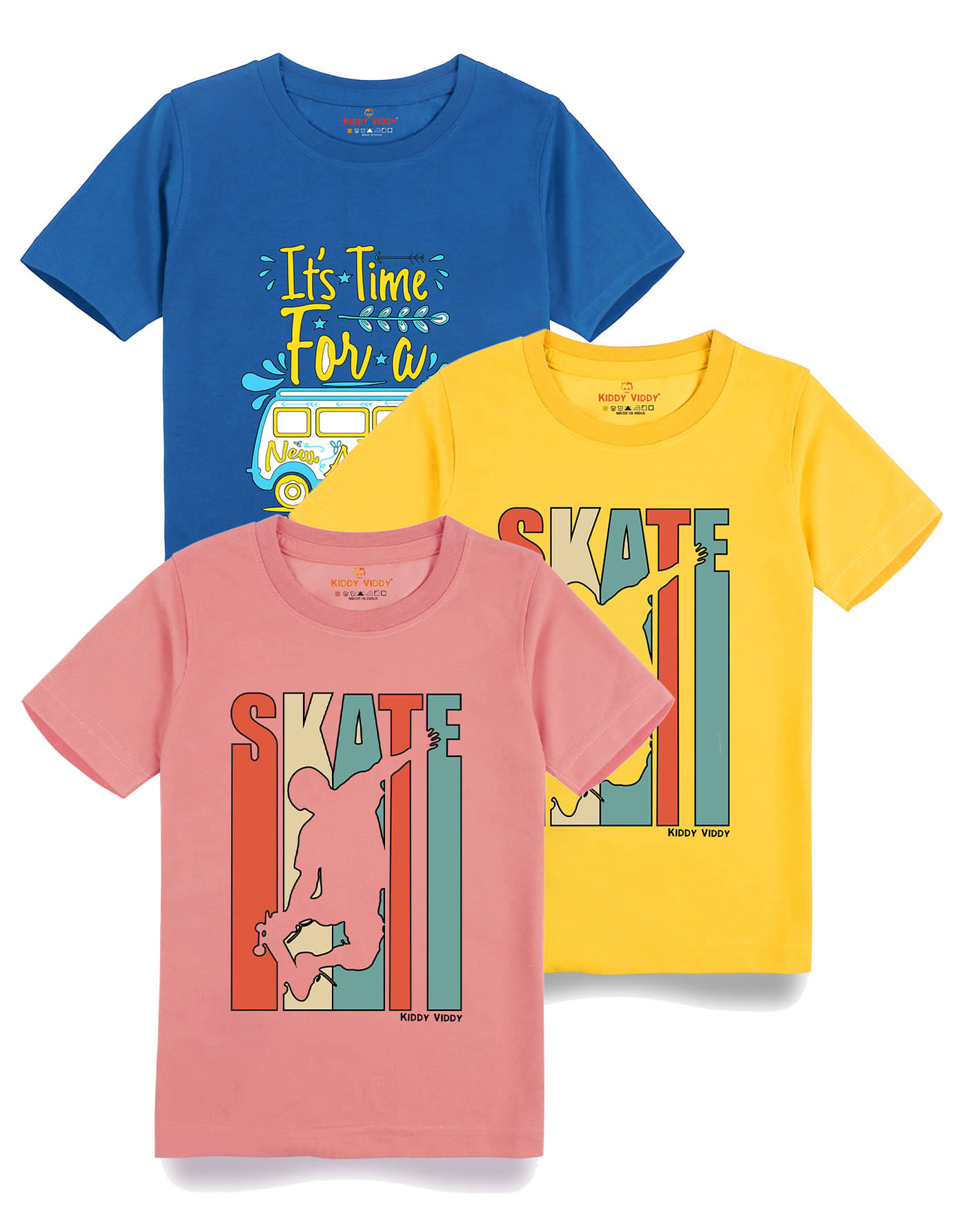     			KIDDY VIDDY Pack of 1 Boys Cotton T-Shirt ( Yellow )