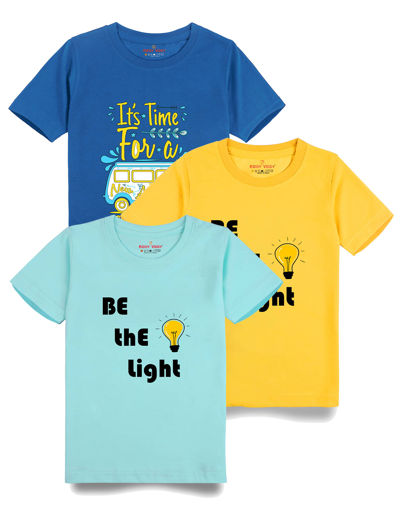     			KIDDY VIDDY Pack of 5 Boys Cotton T-Shirt ( Yellow )