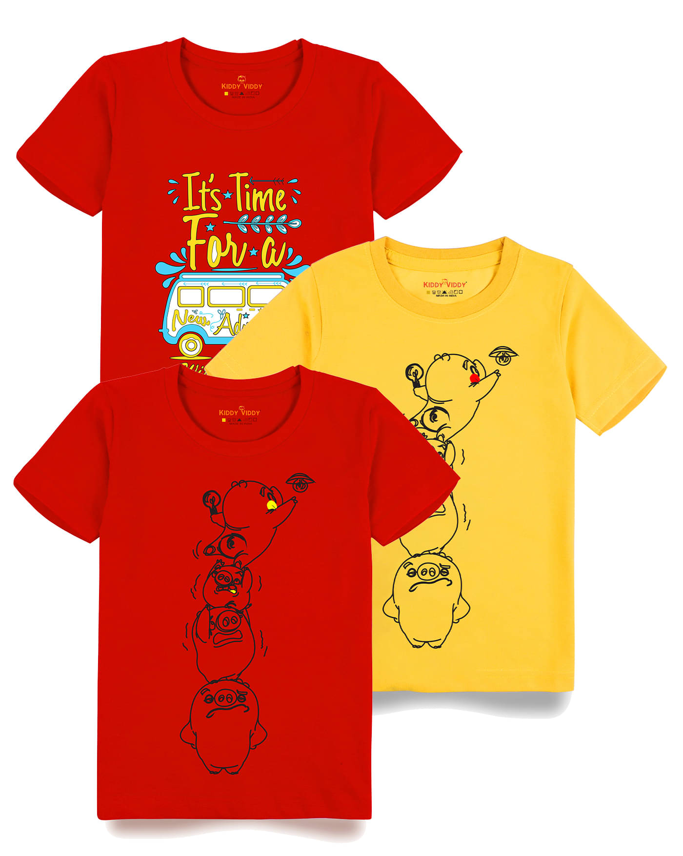     			KIDDY VIDDY Pack of 1 Boys Cotton Polo T-Shirt ( Yellow )