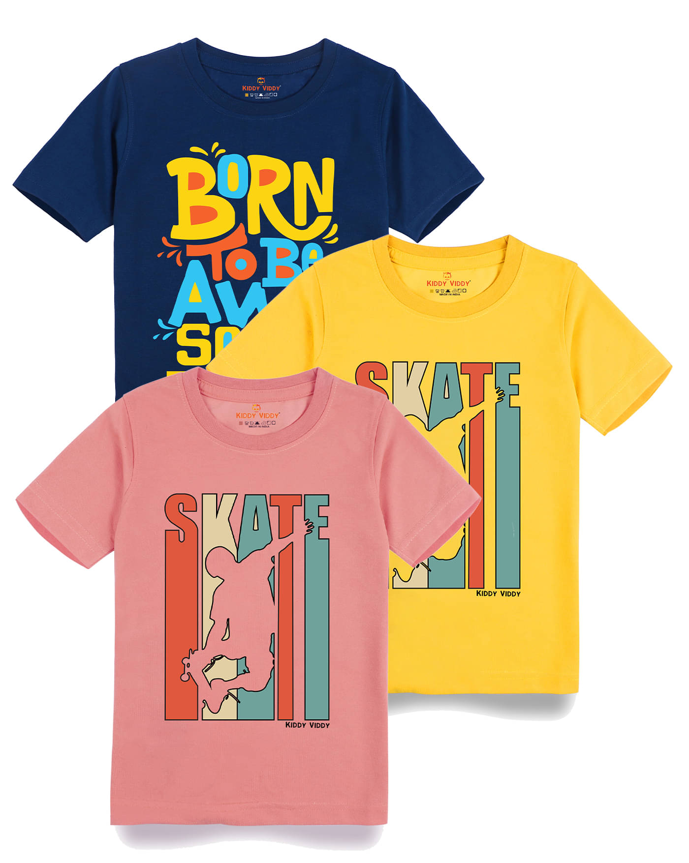     			KIDDY VIDDY Pack of 1 Boys Cotton T-Shirt ( Yellow )