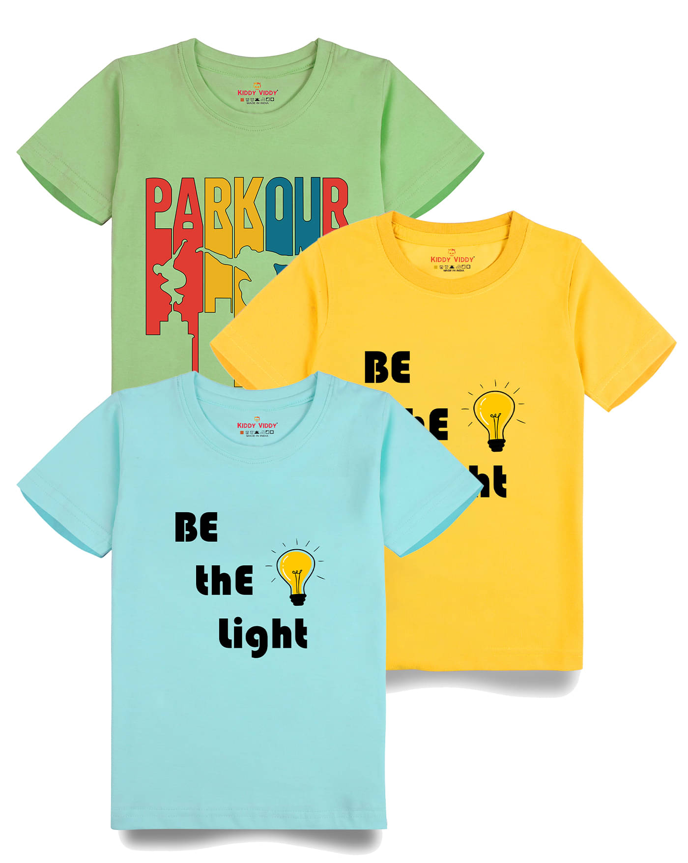     			KIDDY VIDDY Pack of 2 Boys Cotton T-Shirt ( Yellow )