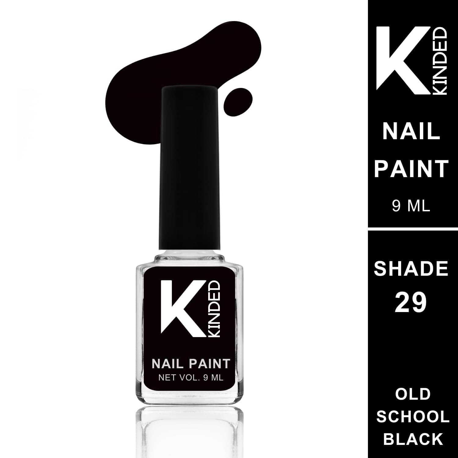     			KINDED Black Glossy Nail Polish 9 ( Pack of 1 )