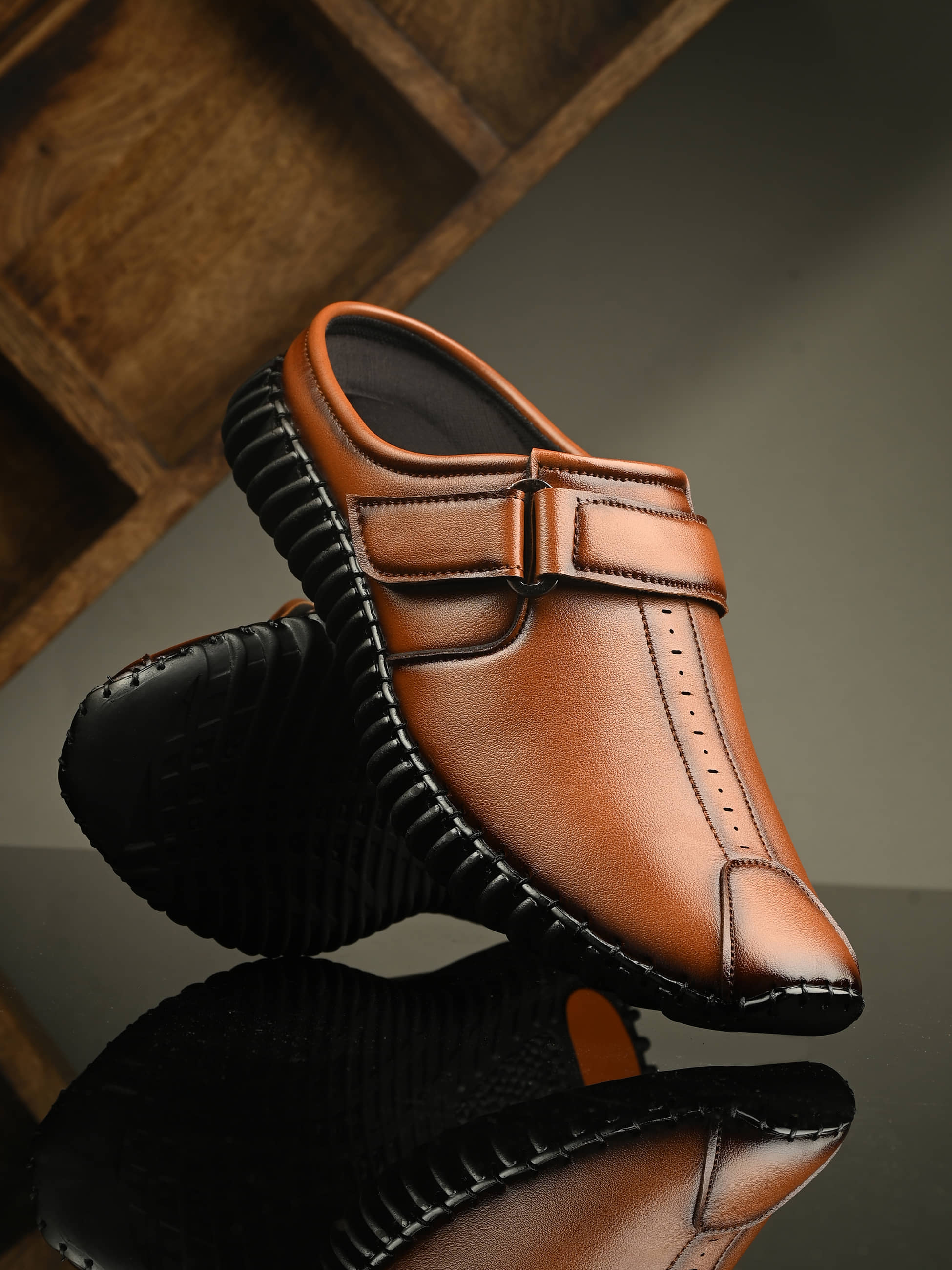 Kastava Half Sandals, Black Open Shoe Black Men's Slip-on Shoes - Casual Shoes | Buy online on ZillyBuy