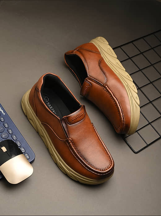 Buy Kastava Without Laces Tan Slip On Tan Men's Slip-on Shoes - Price ₹700