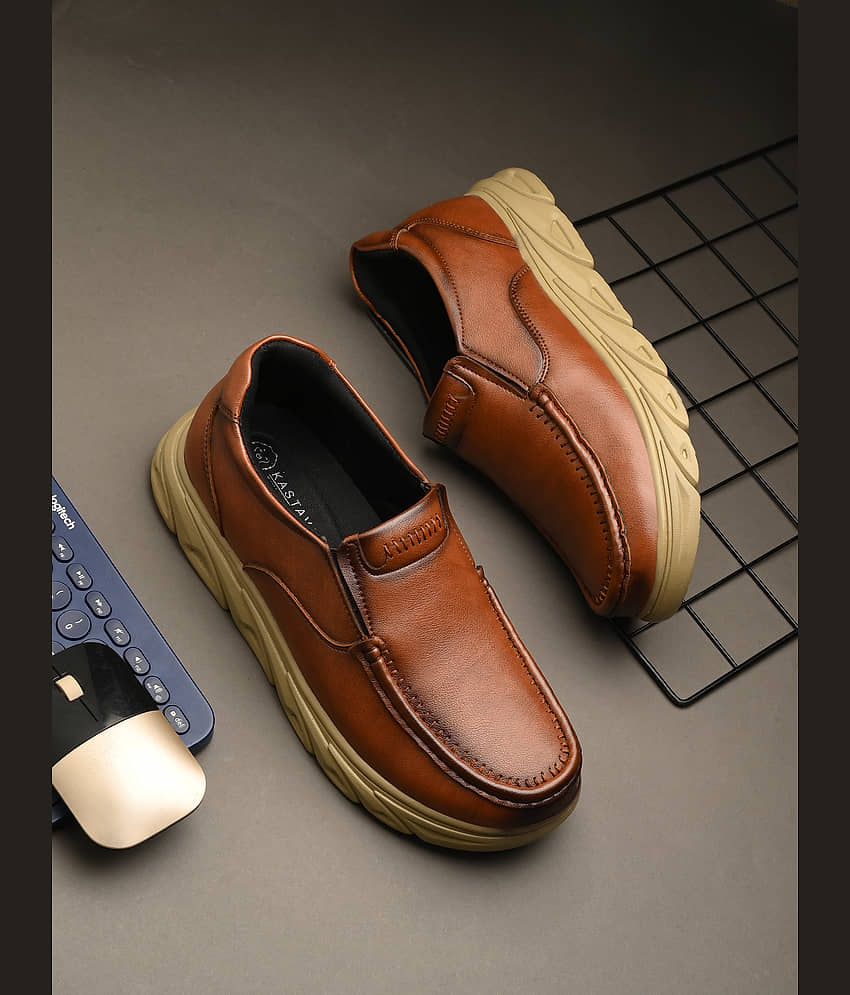 brown dress shoes without laces Men's Shoes Without Laces-Bruno Marc