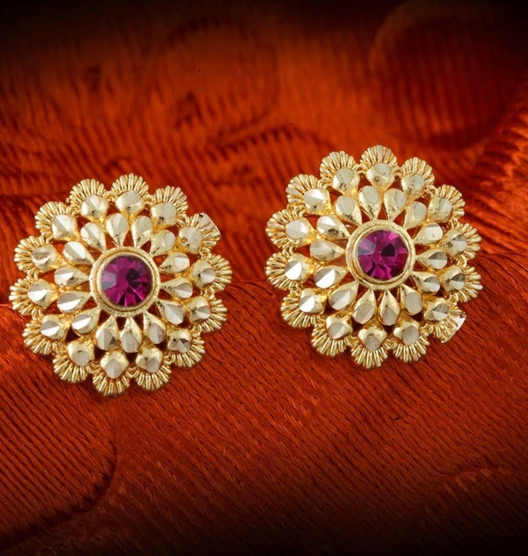 LUV FASHION Golden Stud Earrings ( Pack of 1 ) - Earrings | Buy online on ZillyBuy