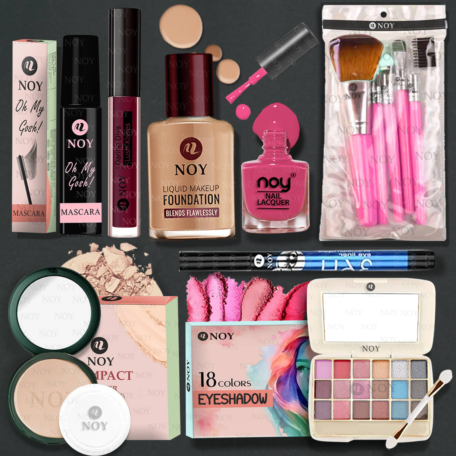     			NOY Makeup Kit ( Compact+Eyeshdadow+Brush+Foundation+Lipstick etc )