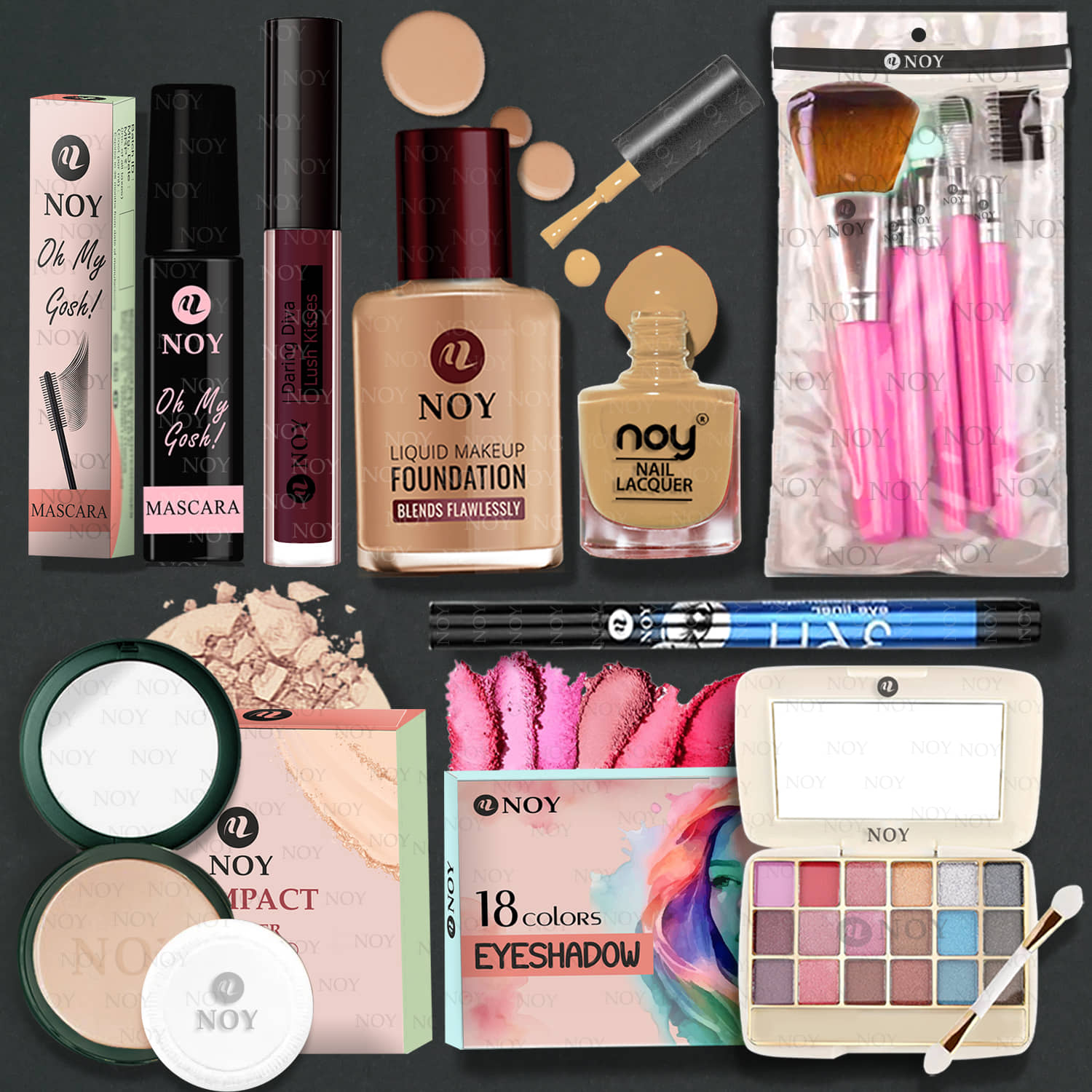 NOY Makeup Kit ( Compact+Eyeshdadow+Brush+Foundation+Lipstick etc )