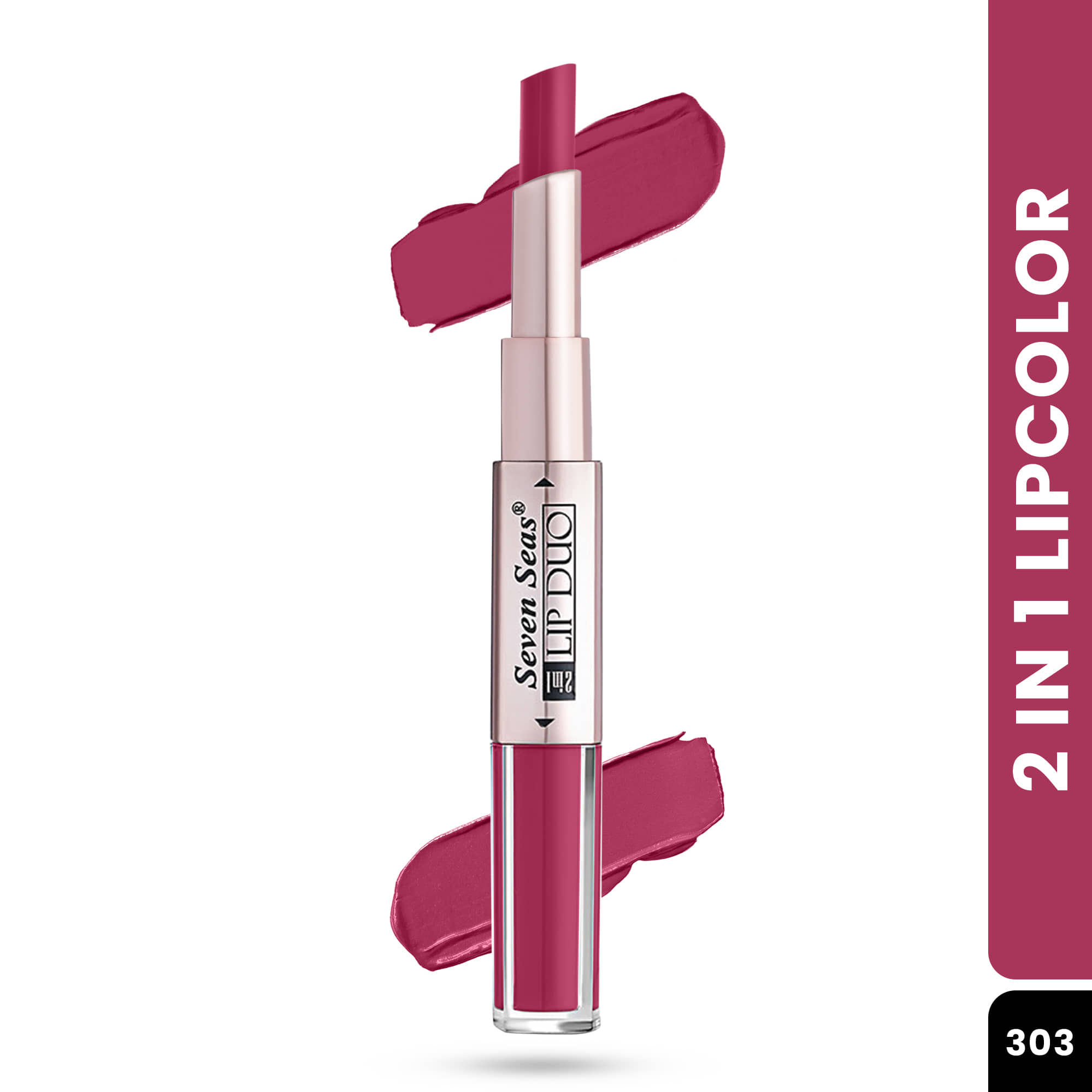 Seven Seas 2in1 Full Coverage Comfortable Lipstick + Liquid Lipstick (Medium Carmine)